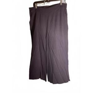 Elegant Navy Blue Cropped Wide Leg Linen Blend Flowy pants XL